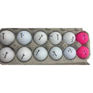 12 Mixed Srixon Golf Balls White & Pink Pre-Owned In Egg Carton 103f